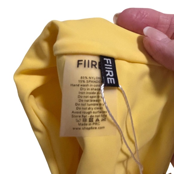 FIIRE Yellow High Waisted Bikini Set Strappy Back Two Piece Swimsuit Small NEW - Picture 8 of 8